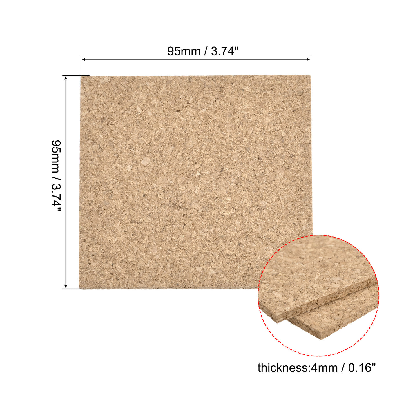 uxcell Uxcell 95x95x4mm Square Coasters Cork Cup Mat Pad for Tableware 8pcs