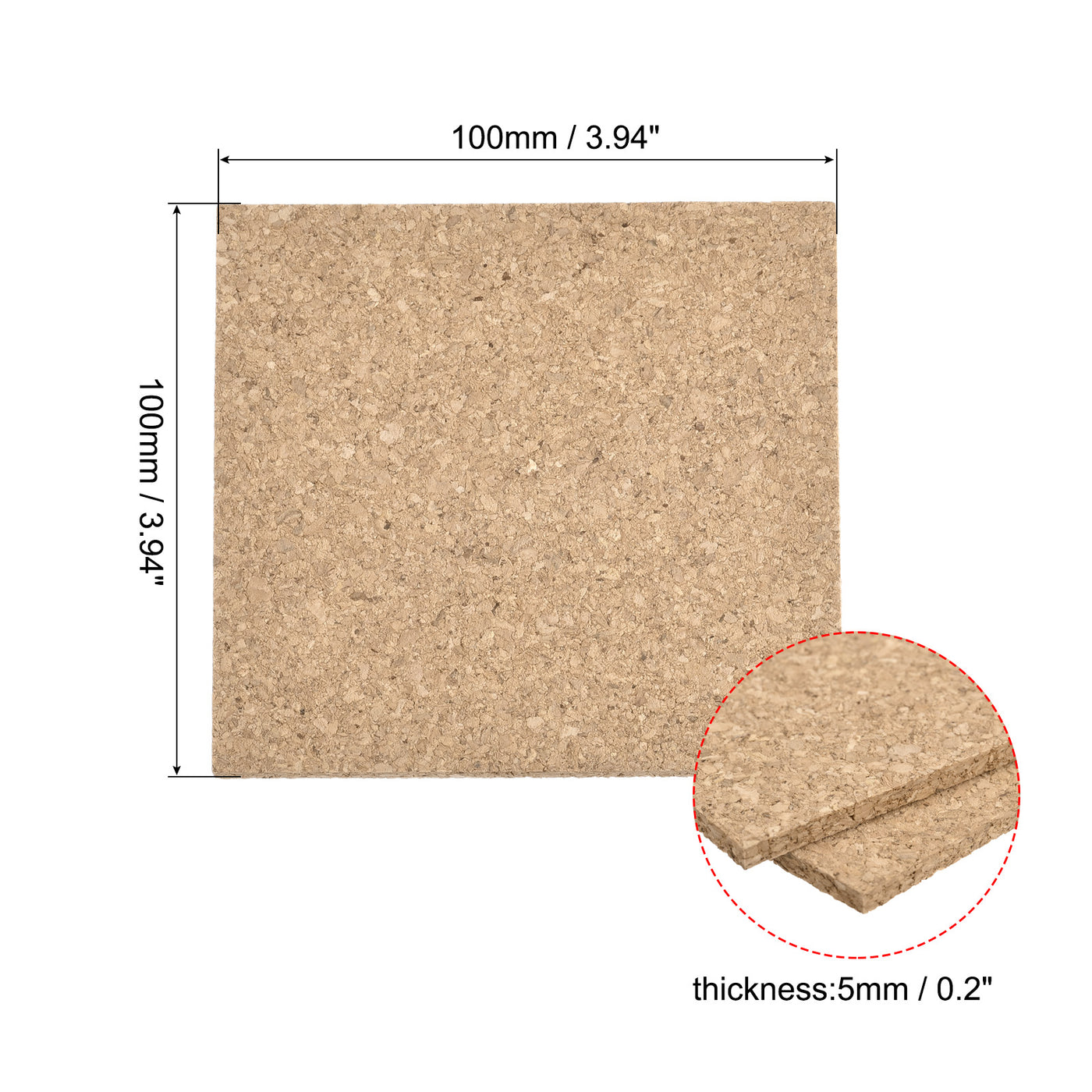 uxcell Uxcell 100x100x5mm Square Coasters Cork Cup Mat Pad for Tableware 8pcs