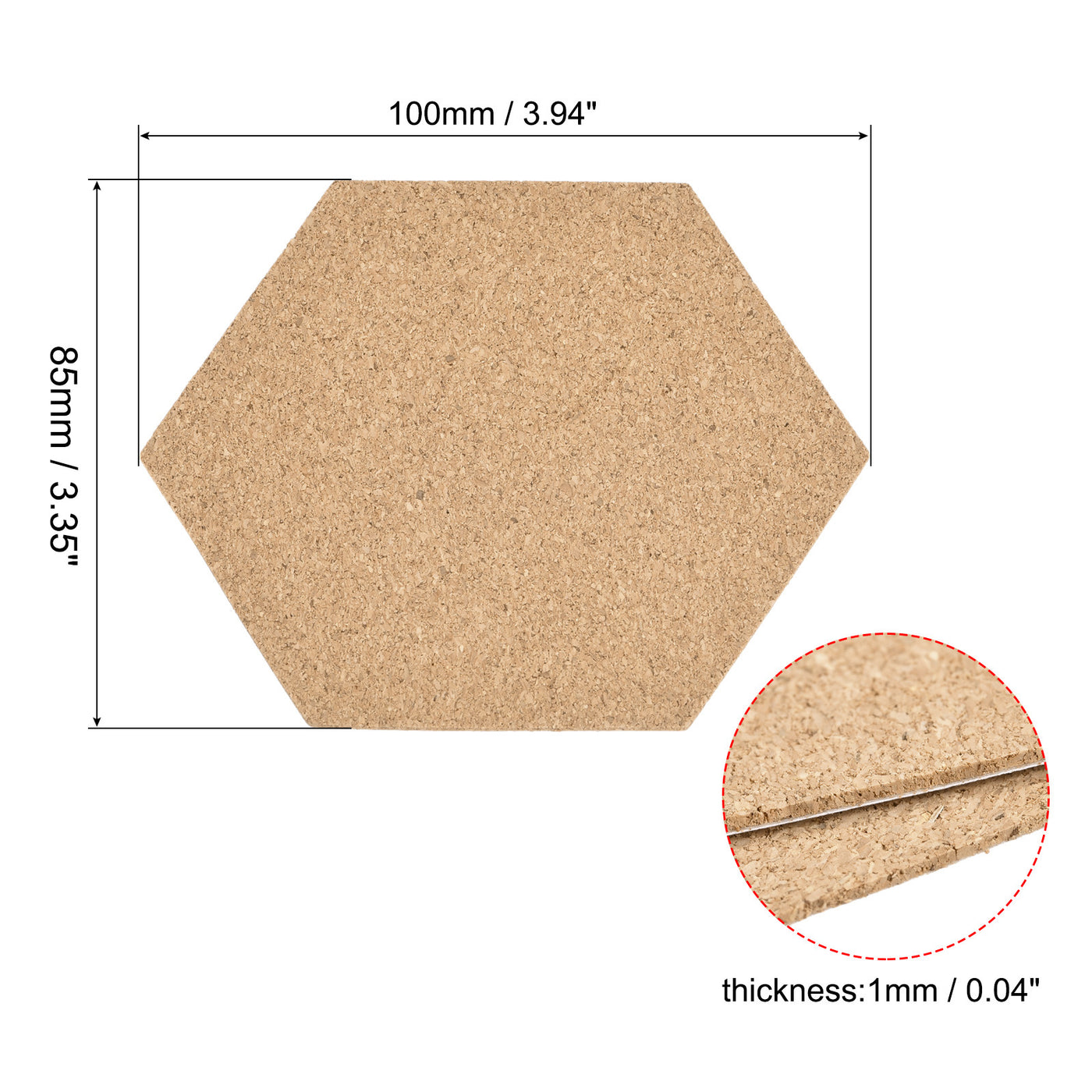 uxcell Uxcell 100x85x1mm Hexagon Coasters Cork Cup Mat Pad Adhesive Backed 60pcs