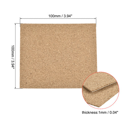 Harfington Uxcell 100x100x1mm Square Coasters Cork Cup Mat Pad Adhesive Backed 60pcs