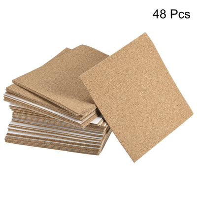 Harfington Uxcell 100x100x1mm Square Coasters Cork Cup Mat Pad Adhesive Backed 48pcs