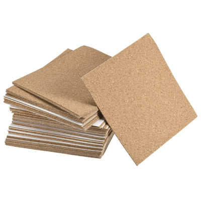 Harfington Uxcell 100x100x1mm Square Coasters Cork Cup Mat Pad Adhesive Backed 48pcs