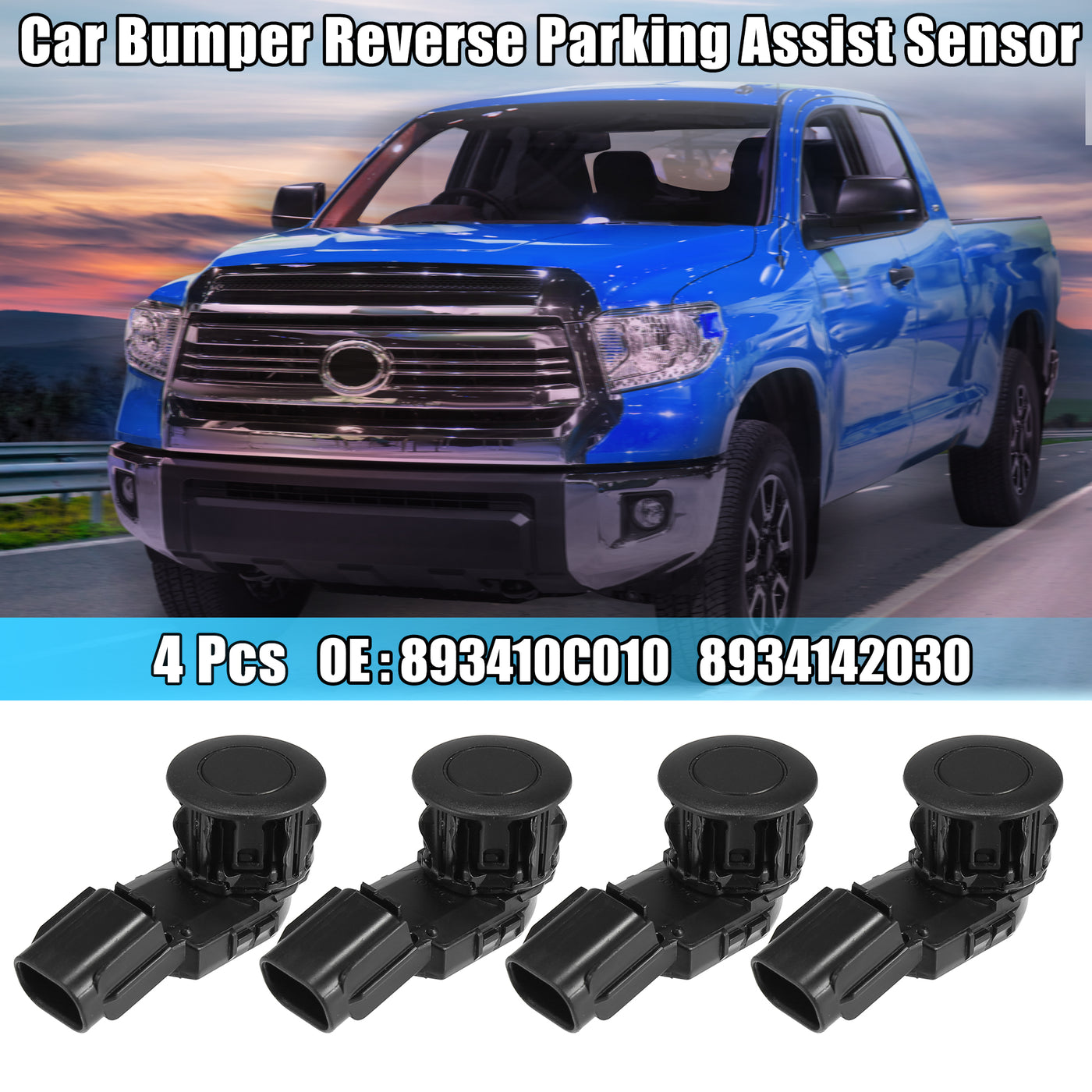X AUTOHAUX 4 Pcs Car Bumper Reverse Parking Assist Sensor for Toyota RAV4 2016-2018 for Toyota Tundra 2014-2018 893410C010 8934142030 893410C011