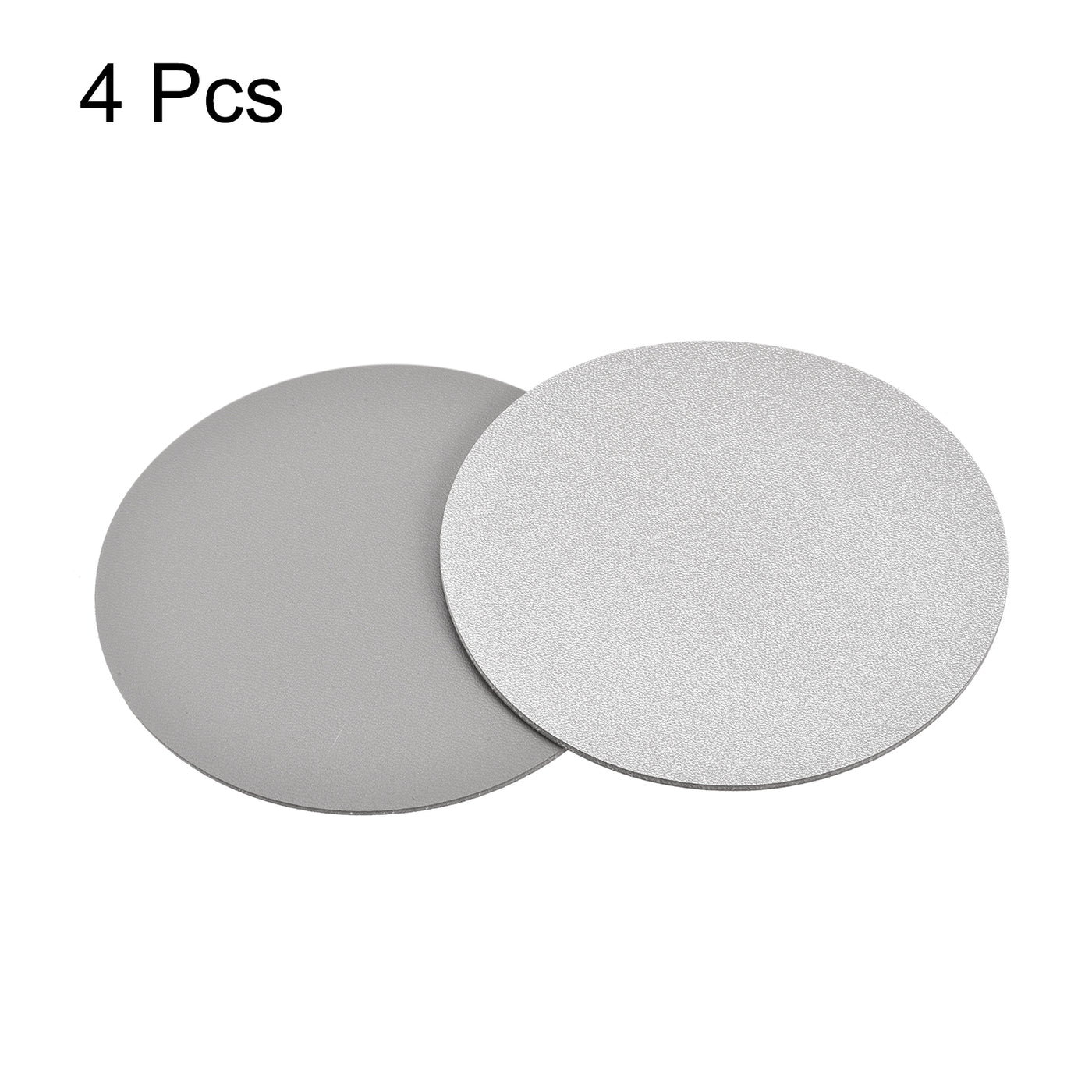 uxcell Uxcell 102mm(4.02") Round Coasters PU Cup Mat Pad for Tableware Silver Tone 4pcs