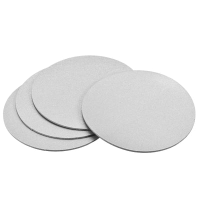 Harfington Uxcell 102mm(4.02") Round Coasters PU Cup Mat Pad for Tableware Silver Tone 4pcs