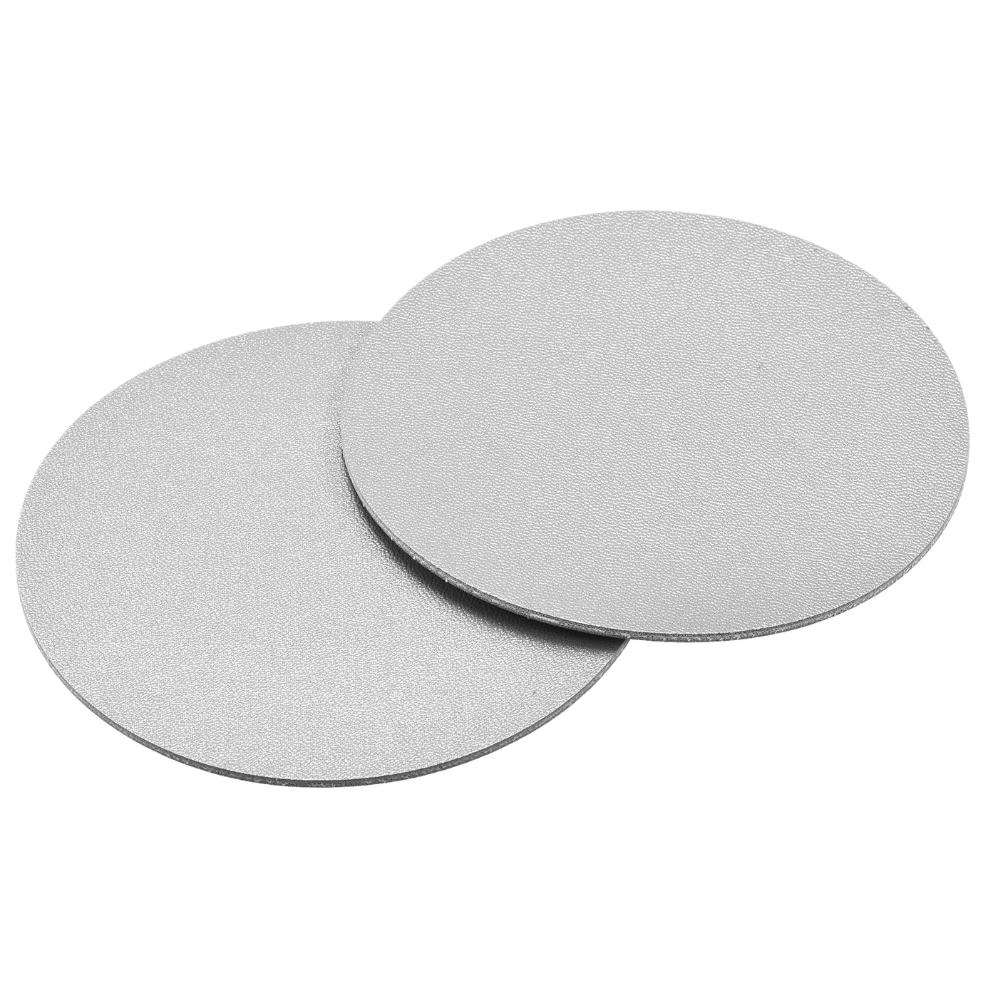 uxcell Uxcell 102mm(4.02") Round Coasters PU Cup Mat Pad for Tableware Silver Tone 2pcs