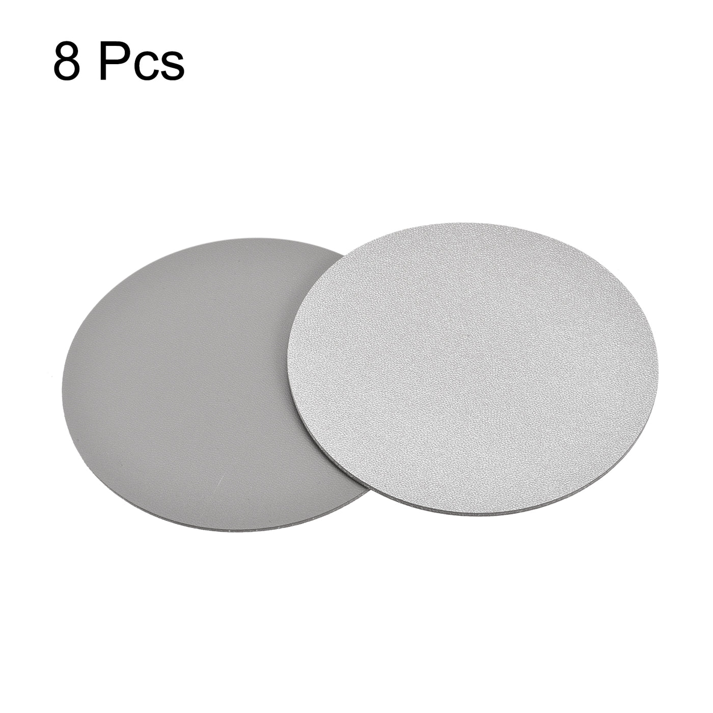 uxcell Uxcell 102mm(4.02") Round Coasters PU Cup Mat Pad for Tableware Silver Tone 8pcs