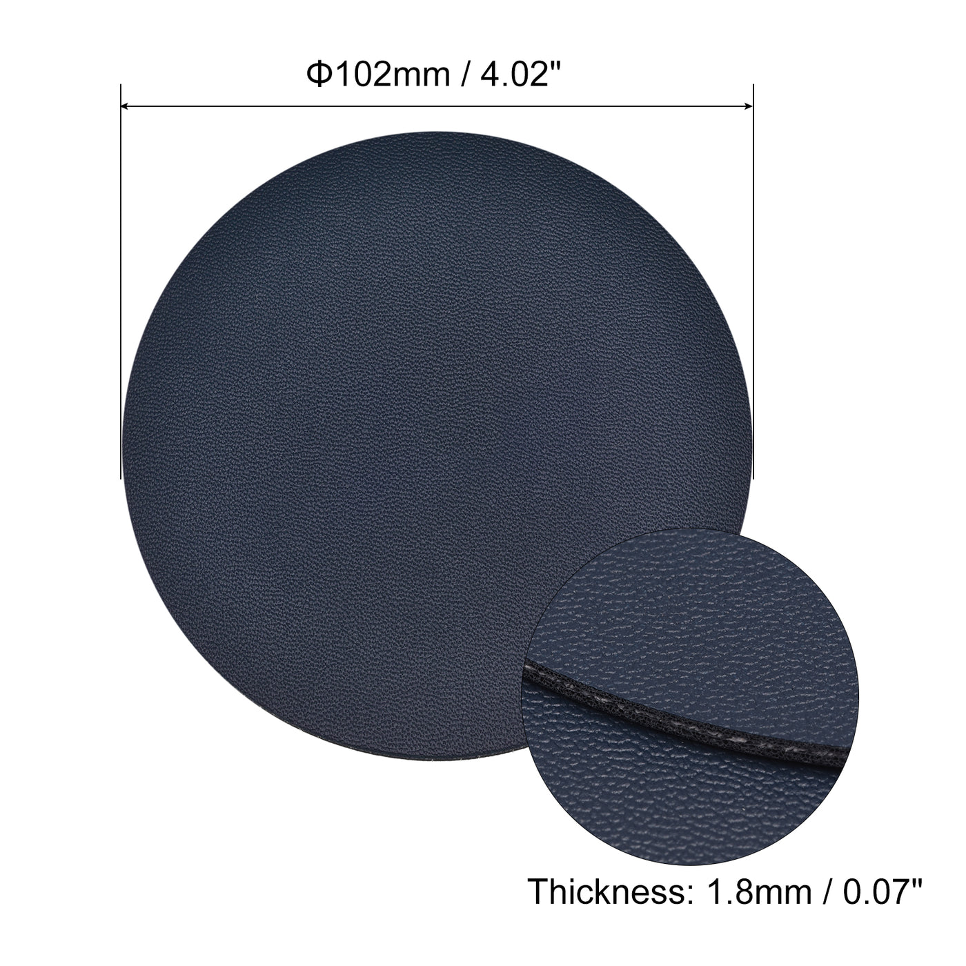 uxcell Uxcell 102mm(4.02") Round Coasters PU Cup Mat Pad for Tableware Dark Blue 2pcs