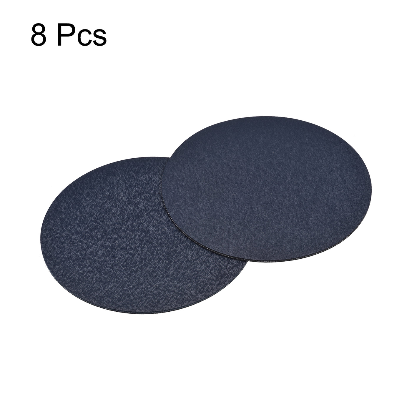 uxcell Uxcell 102mm(4.02") Round Coasters PU Cup Mat Pad for Tableware Dark Blue 8pcs