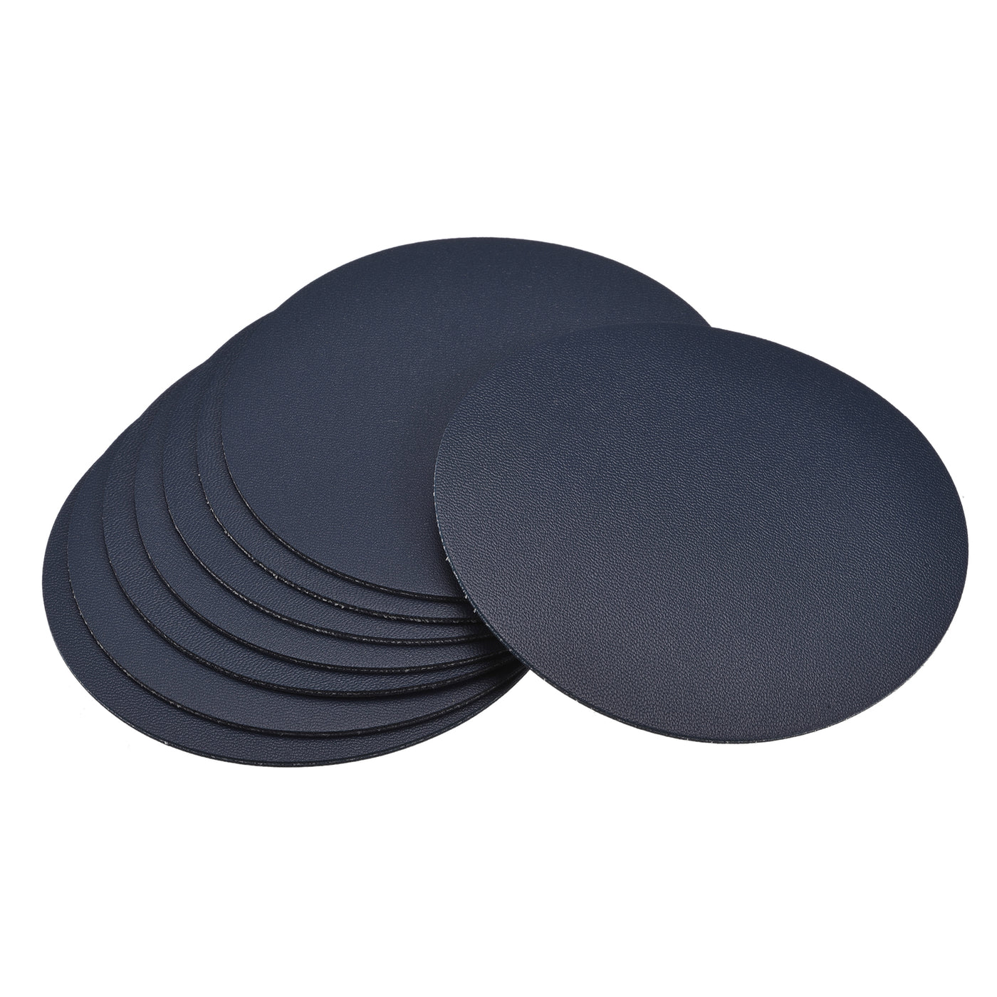 uxcell Uxcell 102mm(4.02") Round Coasters PU Cup Mat Pad for Tableware Dark Blue 8pcs