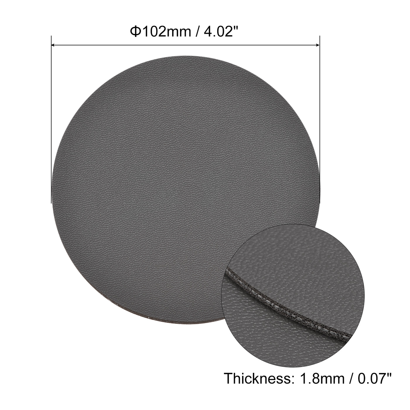 uxcell Uxcell 102mm(4.02") Round Coasters PU Cup Mat Pad for Tableware Gray 2pcs