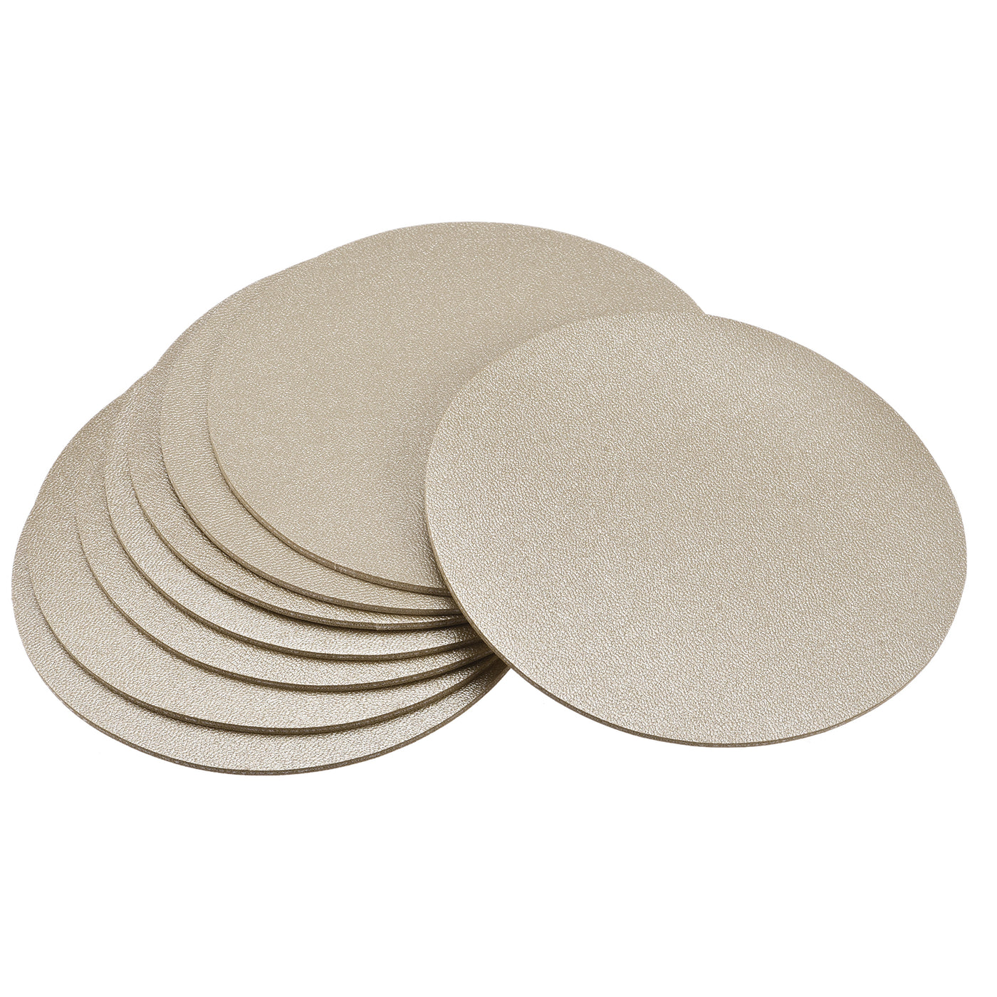 uxcell Uxcell 102mm(4.02") Round Coasters PU Cup Mat Pad for Tableware Gold Tone 6pcs