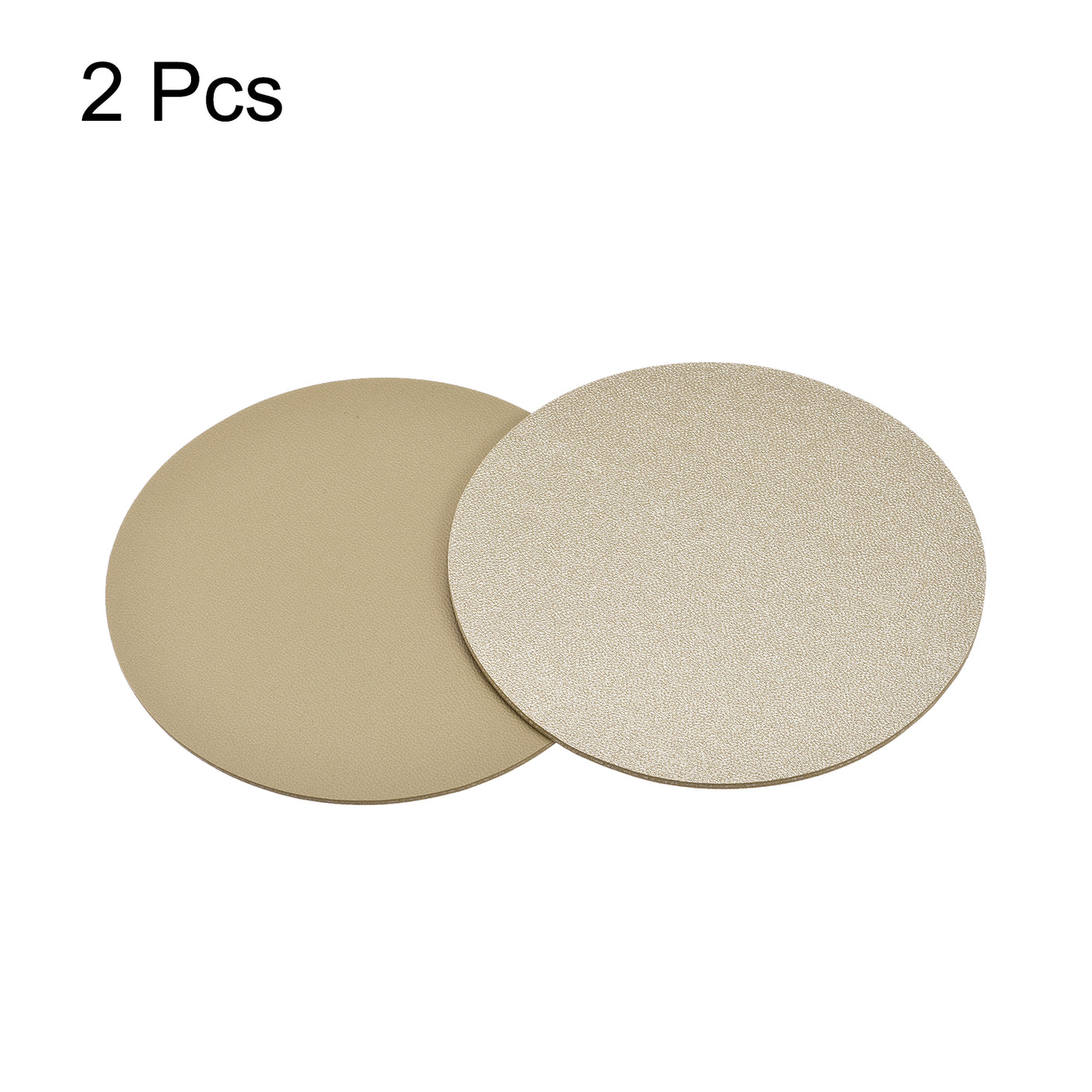 uxcell Uxcell 102mm(4.02") Round Coasters PU Cup Mat Pad for Tableware Gold Tone 2pcs