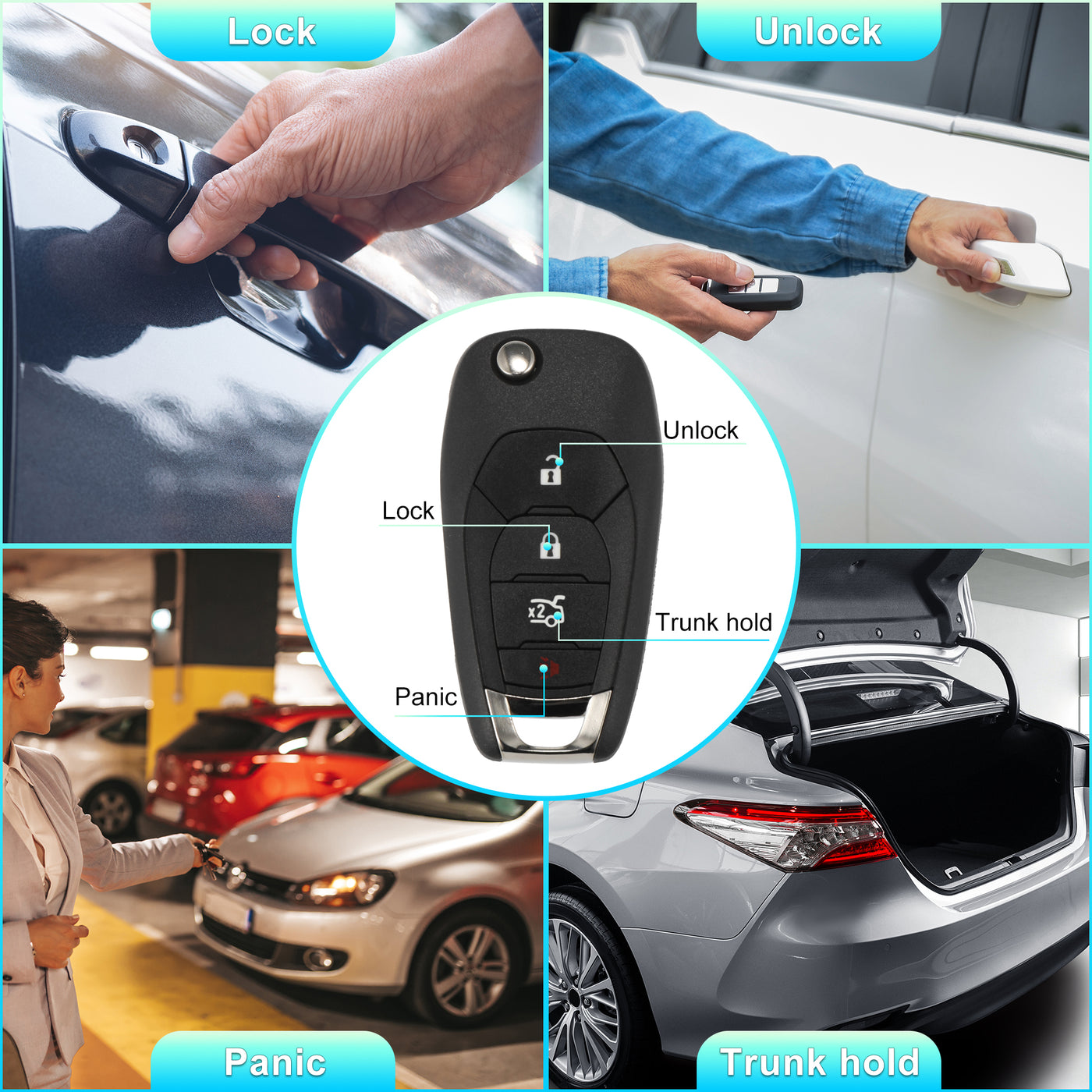 X AUTOHAUX 315MHz 46 Chip LXP-T003 Replacement Keyless Entry Remote Car Key Fob for Chevy Cruze 2016 2017 2018 2019 4 Buttons Proximity Smart Remote Key