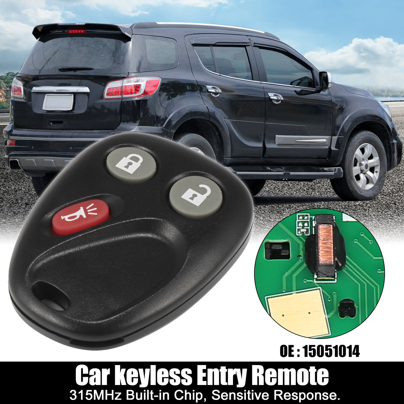X AUTOHAUX 315MHz MYT3X6898B Replacement Keyless Entry Remote Car Key Fob for Chevy Trailblazer for GMC Envoy 2002-2007 for Isuzu Ascender 2003-2008 for Buick Rainier 2004-2007 3 Buttons