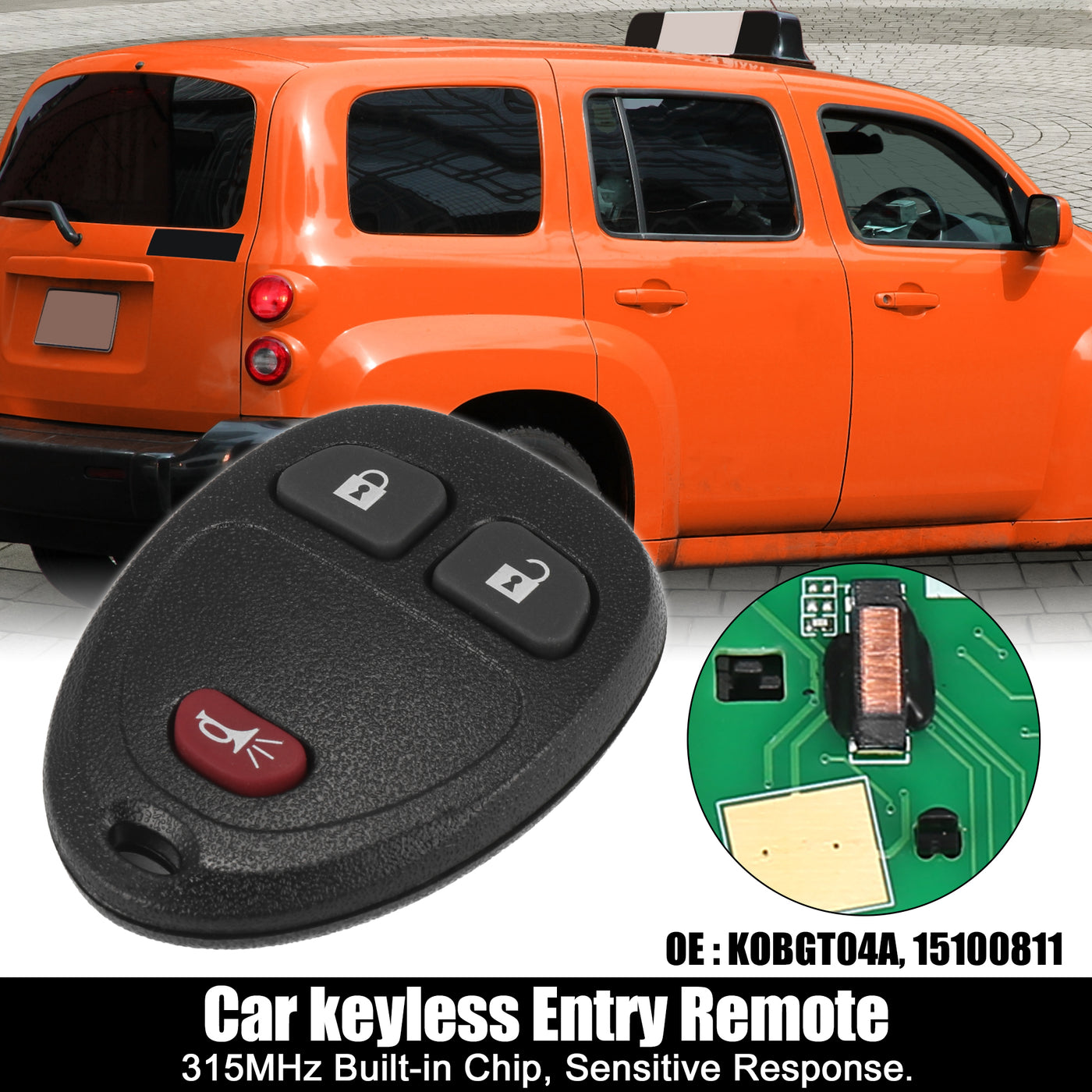 X AUTOHAUX 315MHz KOBGT04A Replacement Keyless Entry Remote Car Key Fob for Chevy HHR 06-11 Uplander 06-08 for Buick Terraza for Saturn Relay 05-07 for Pontiac Montana 15777636 3 Button