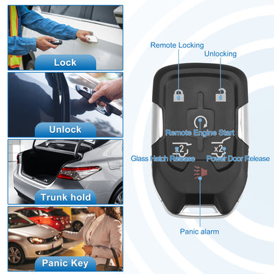 Harfington 6 Button Car Keyless Entry Remote Control Replacement Key Fob Proximity Smart Fob HYQ1AA for GMC Yukon 2015-2020 315MHz