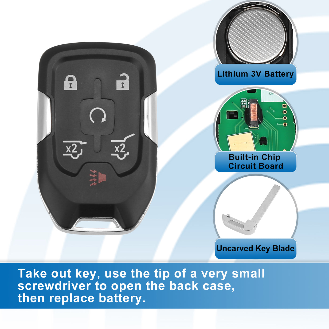 X AUTOHAUX 6 Button Car Keyless Entry Remote Control Replacement Key Fob Proximity Smart Fob HYQ1AA for GMC Yukon 2015-2020 315MHz