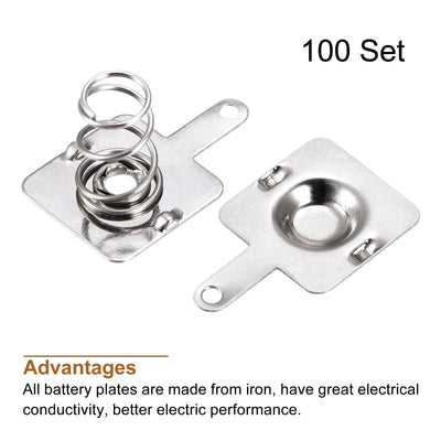 Harfington Battery Spring Plate AA Battery Contact Nickel Plate 12mmx12mm for DIY 100 Set