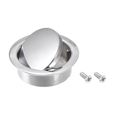 Harfington Uxcell Finger Flush Pull Handle Outer Dia. 42mm/1.65" Bright Silver with Screw