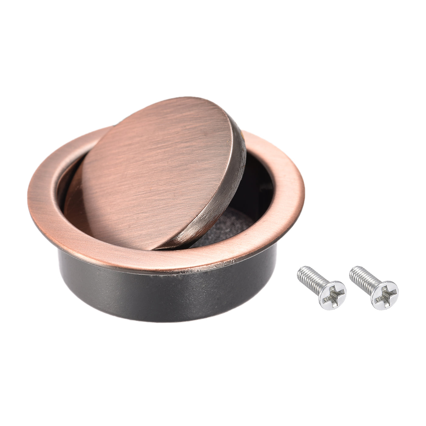 uxcell Uxcell Finger Flush Pull Handle Outer Dia. 42mm/1.65" Copper Tone with Screw