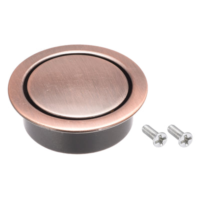 Harfington Uxcell Finger Flush Pull Handle 2pcs Outer Dia. 42mm/1.65" Copper Tone with Screws