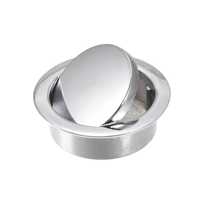 Harfington Uxcell Finger Flush Pull Handle Outer Dia. 42mm/1.65" Bright Silver with Plate