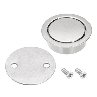 Harfington Uxcell Finger Flush Pull Handle 2pcs Outer Dia. 42mm/1.65" Brushed Silver with Plates