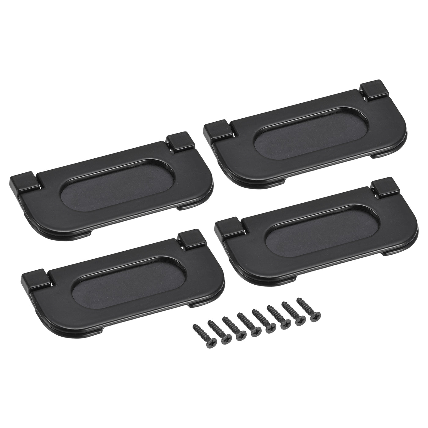 uxcell Uxcell Finger Flush Pull Handle 74x34x5mm Rectangle for Drawer Door Black 4pcs
