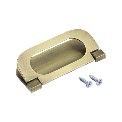 Harfington Uxcell Finger Flush Pull Handle 74x34x5mm Rectangle for Drawer Door Bronze Tone