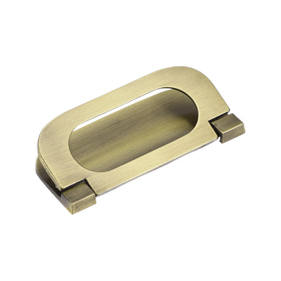 Harfington Uxcell Finger Flush Pull Handle 74x34x5mm Rectangle for Drawer Door Bronze Tone
