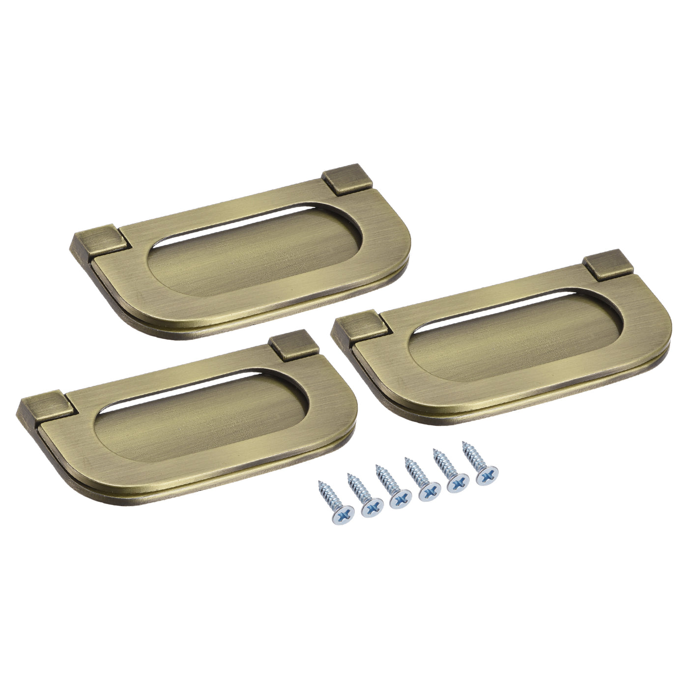 uxcell Uxcell Finger Flush Pull Handle 74x34x5mm Rectangle for Drawer Door Bronze Tone 3pcs