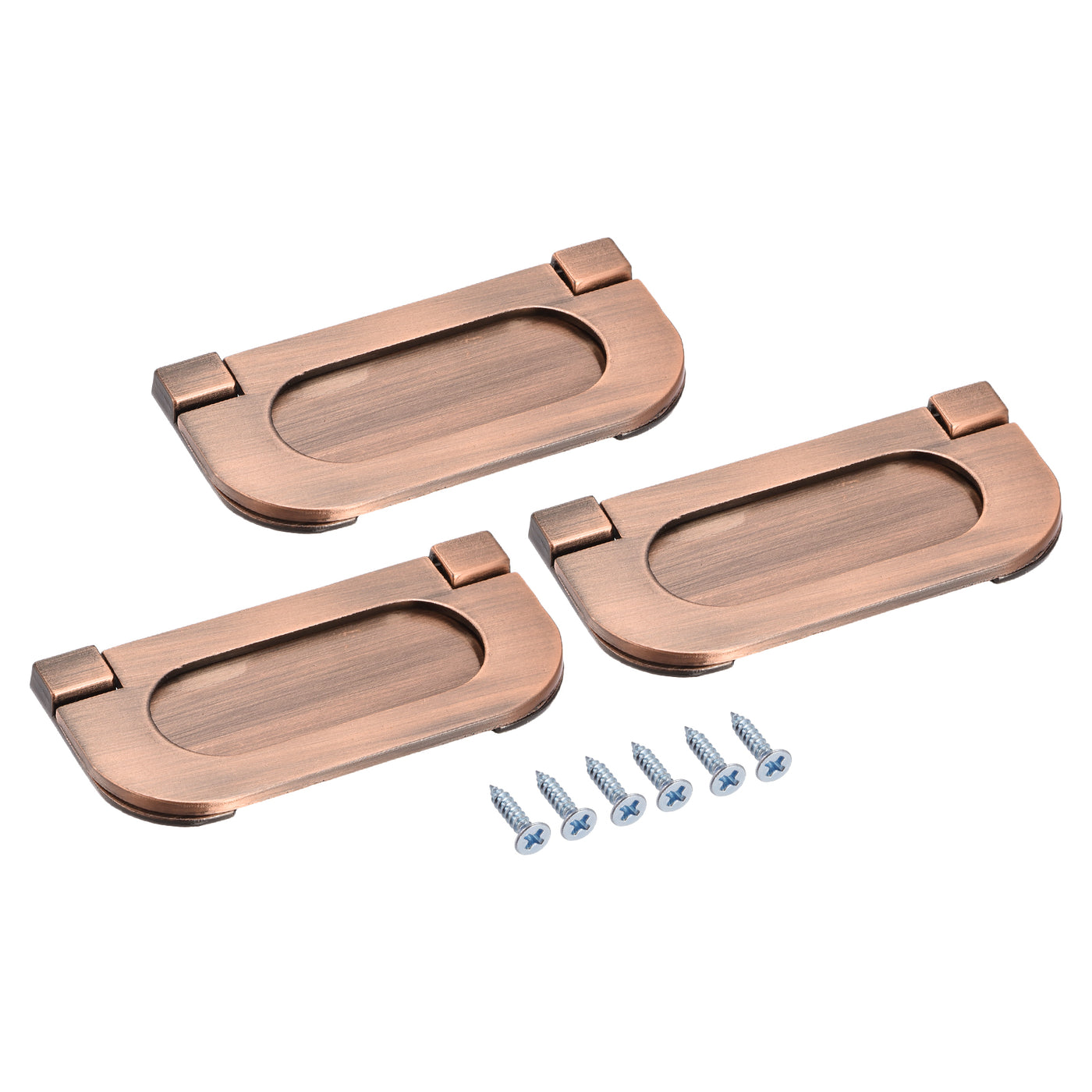 uxcell Uxcell Finger Flush Pull Handle 74x34x5mm Rectangle for Drawer Door Copper Tone 3pcs
