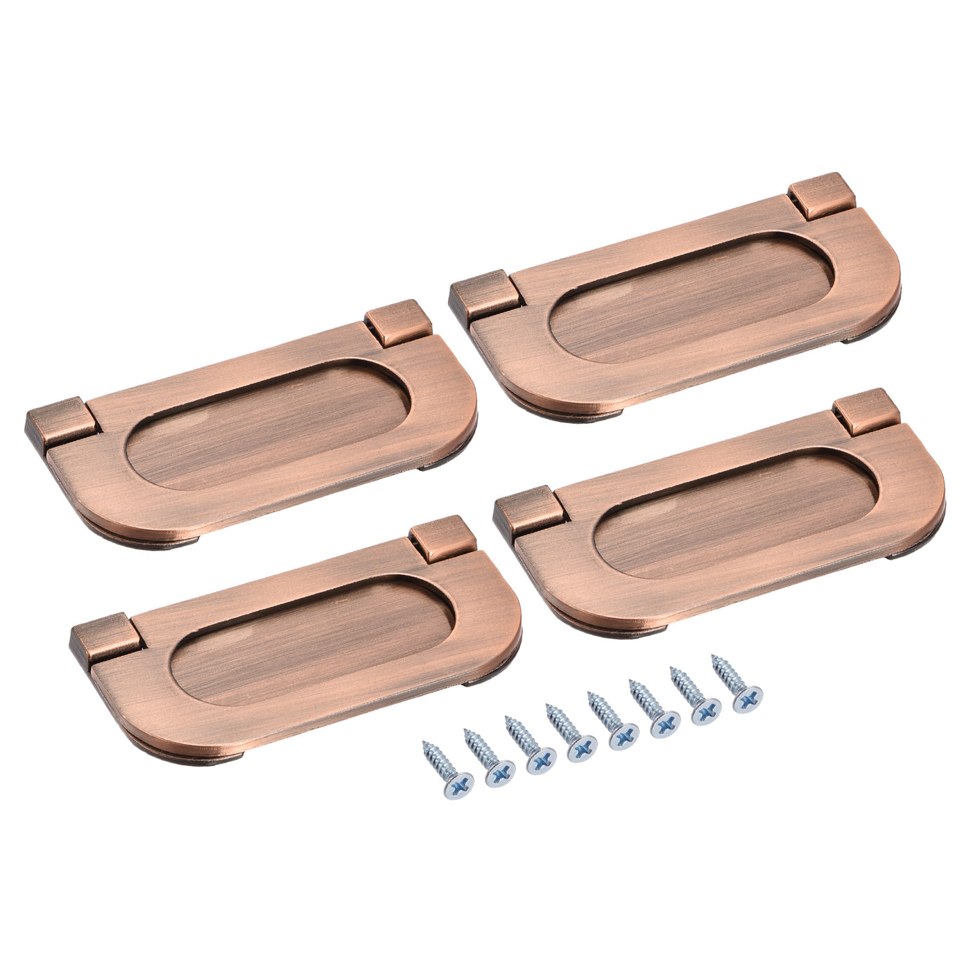 uxcell Uxcell Finger Flush Pull Handle 74x34x5mm Rectangle for Drawer Door Copper Tone 4pcs