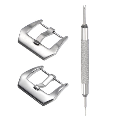 Harfington Uxcell 26mm Width SUS304 Silver Polished and Frosted Buckle with Spring Bar Remover