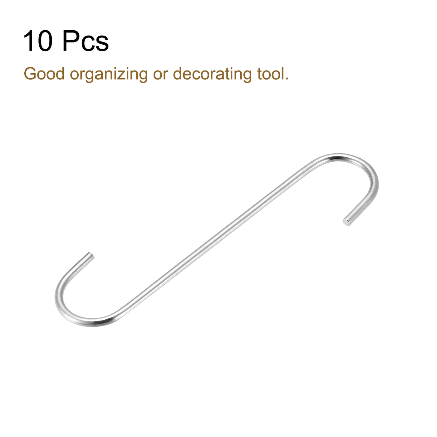 uxcell Uxcell S Hanging Hooks, 8inch/200mm Extra Long Steel Hanger, Indoor Outdoor Uses for Garden, Bathroom, Closet, Workshop, Kitchen, Silver Tone, 10Pcs