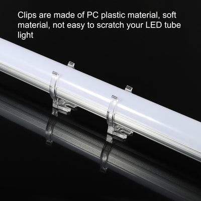 Harfington T8 U Clips Holder Bracket Fluorescent Tube Light Fixture Plastic Pipe End Clamps Base with Screws for LED Bulbs Ceiling Lamp, Pack of 30