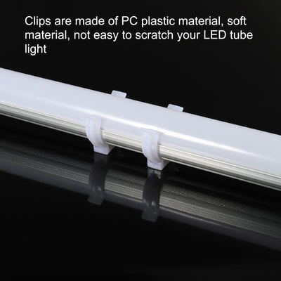 Harfington U Clips Holder Bracket Fluorescent Tube Light Fixture Plastic Pipe Clamps with Screws for LED Bulbs Ceiling Lamp, White Pack of 20