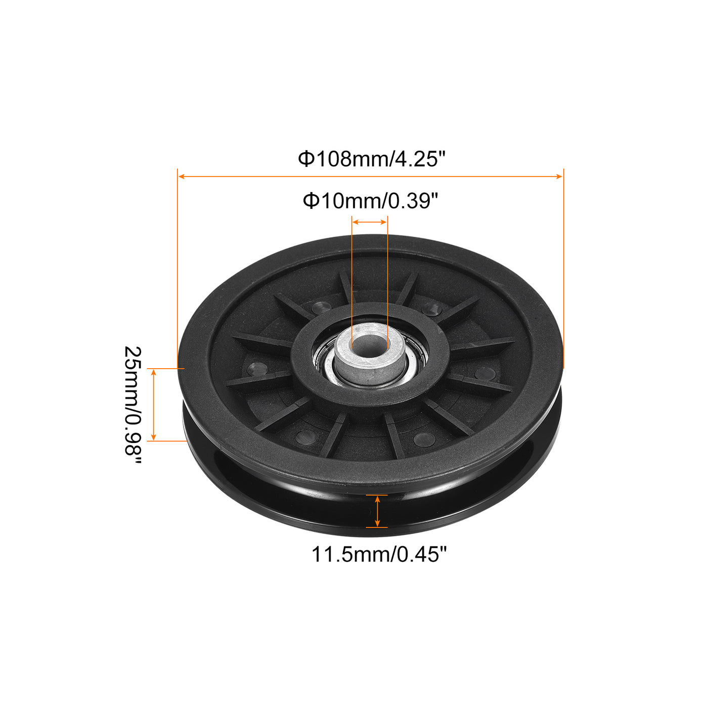 uxcell Uxcell 108mm Bearing Pulley Wheel Cable Fitness Equipment Accessories