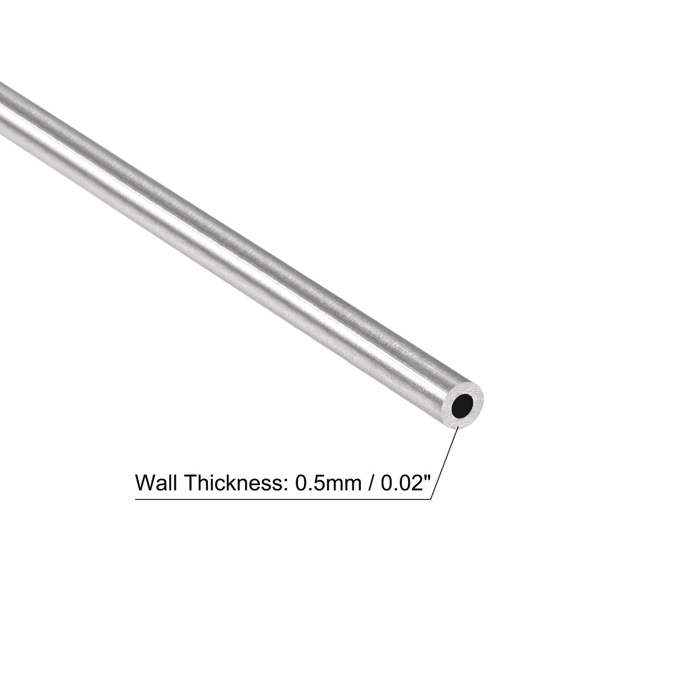 uxcell Uxcell 316 Stainless Steel Tube, 2mm OD 0.5mm Wall Thickness 250mm Length Pipe 4 Pcs