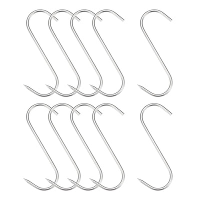 Harfington Uxcell Meat Hooks, Stainless Steel S-Hook, Meat Processing for Chicken Fish Beef Hanging Drying Smoking