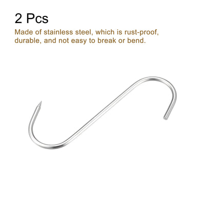 Harfington Uxcell Meat Hooks, Stainless Steel S-Hooks, Meat Processing for Chicken Fish Beef Hanging Drying Smoking