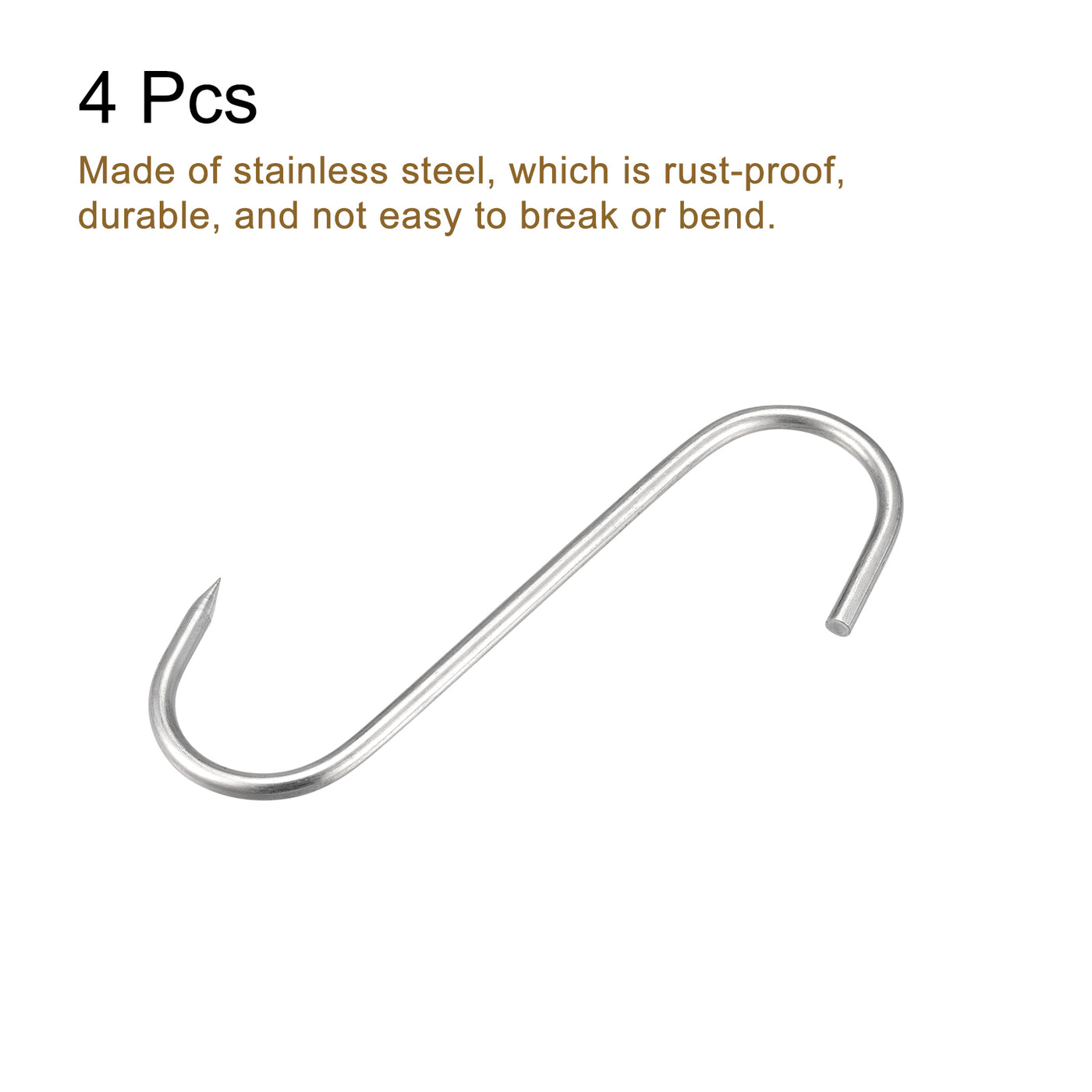 uxcell Uxcell Meat Hooks, Stainless Steel S-Hooks, Meat Processing for Chicken Fish Beef Hanging Drying Smoking