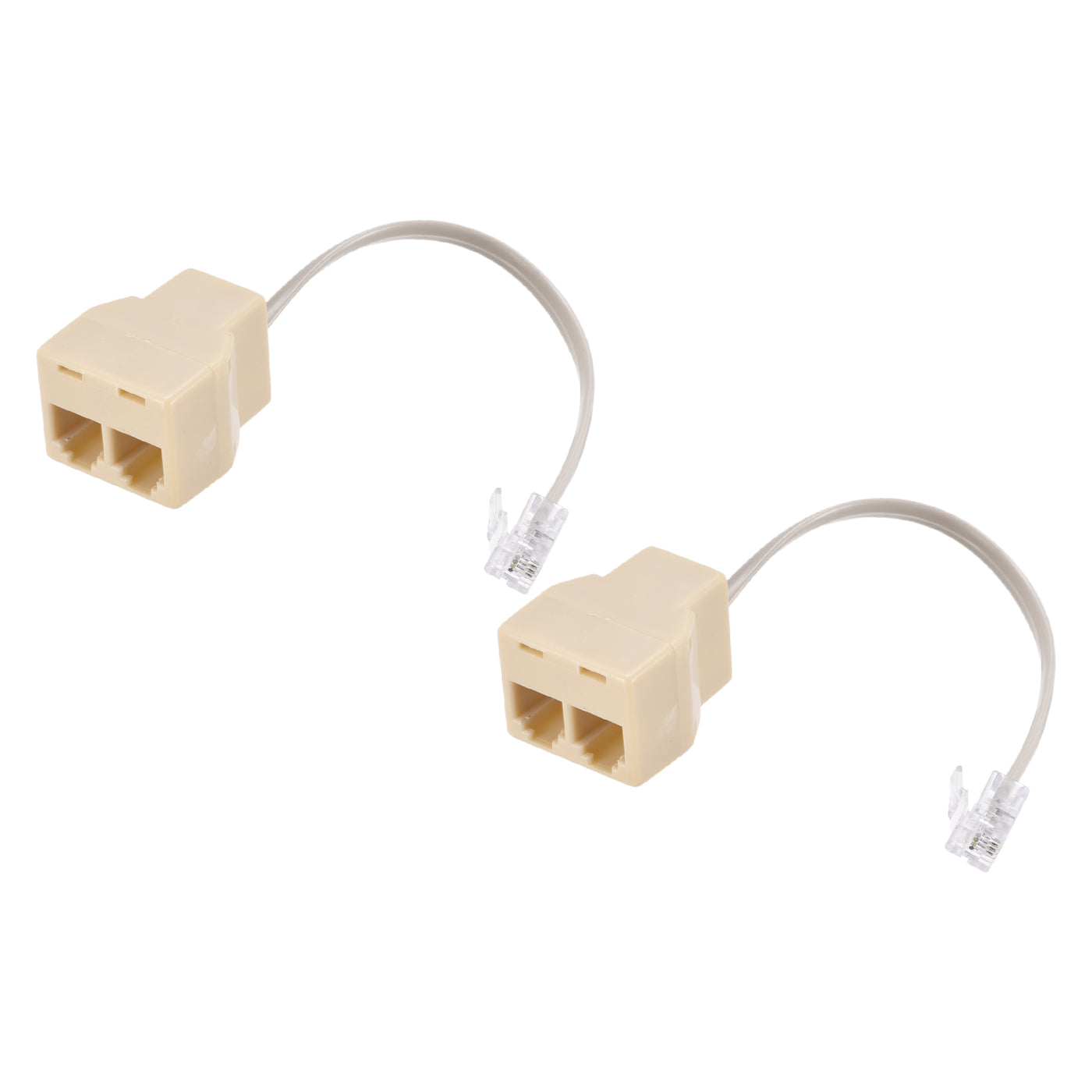 Harfington Phone Jack Splitter 6P4C Male to 2 Female Way Socket Adapter Telephone Line Splitter with Telephone Extension Cord 2 Pack