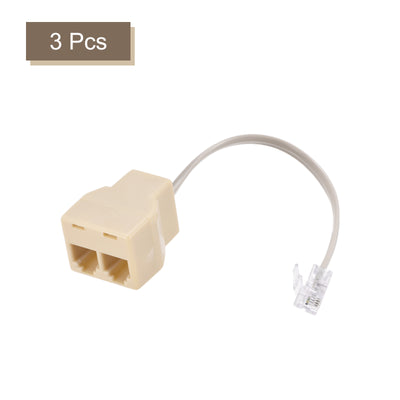 Harfington Phone Jack Splitter 6P4C Male to 2 Female Way Socket Adapter Telephone Line Splitter with Telephone Extension Cord 3 Pack