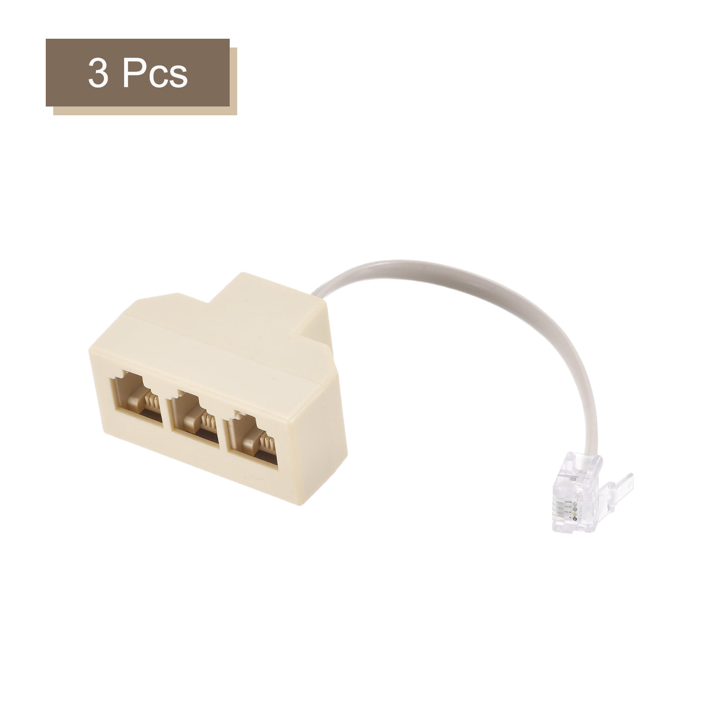 Harfington Phone Jack Splitter 6P4C Male to 3 Female Way Socket Adapter Telephone Line Splitter with Telephone Extension Cord 3 Pack