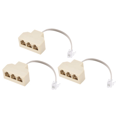 Harfington Phone Jack Splitter 6P4C Male to 3 Female Way Socket Adapter Telephone Line Splitter with Telephone Extension Cord 3 Pack