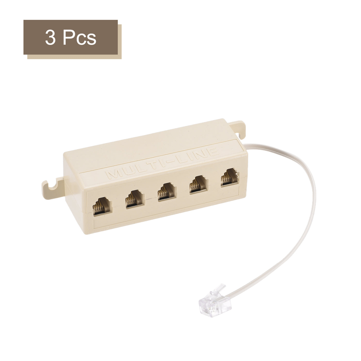 Harfington Phone Jack Splitter 6P4C Male to 5 Female Way Socket Adapter Telephone Line Splitter with Telephone Extension Cord 3 Pack