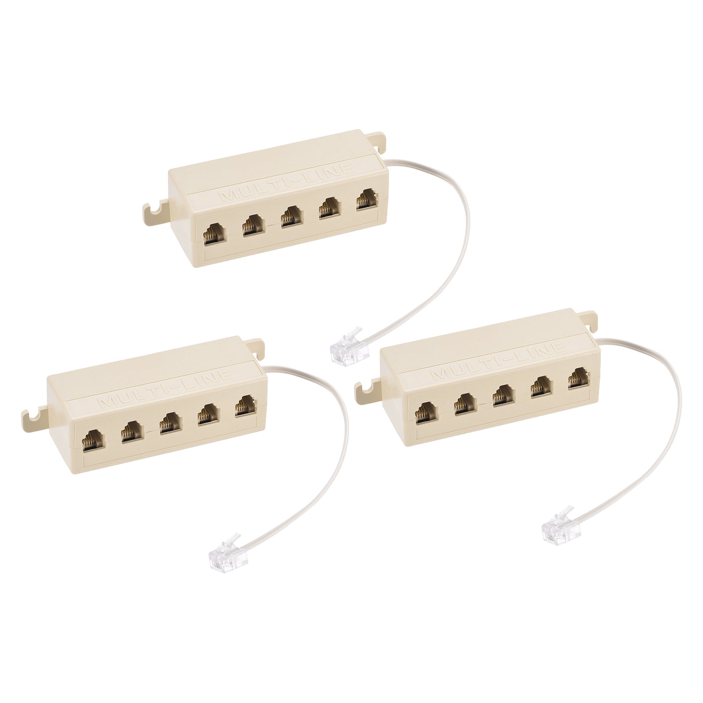 Harfington Phone Jack Splitter 6P4C Male to 5 Female Way Socket Adapter Telephone Line Splitter with Telephone Extension Cord 3 Pack