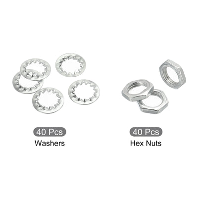 Harfington Lamp Tube Threaded Lock Nuts with Washers 1/8IP Thread Hex Fasteners for Chandelier Ceiling Light Repair Assembly DIY Hardware, Pack of 80